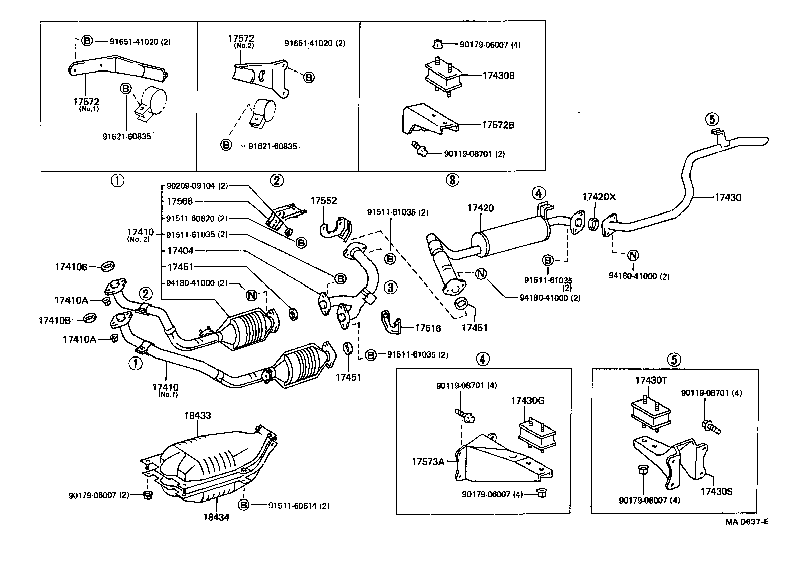17403-66020 PIPE SUB-ASSY, EXHAUST, FRONT NO.3 product image