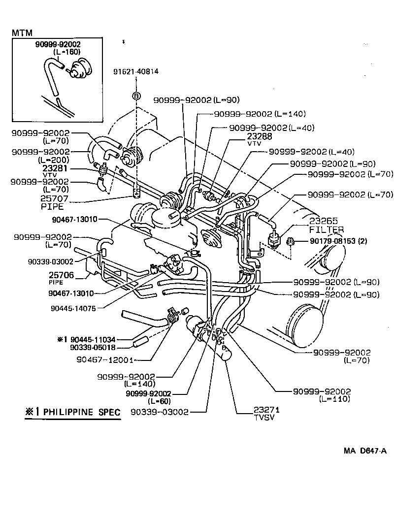 25706-16320 PIPE SUB-ASSY, VACUUM TRANSMITTING, NO.1 product image