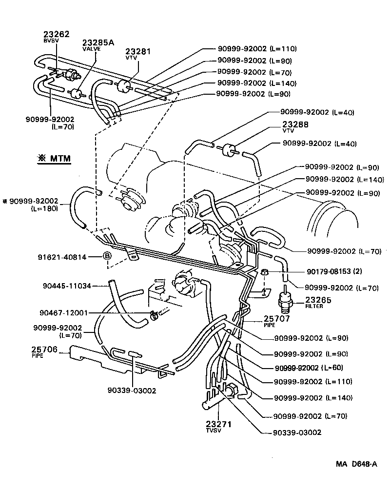 25706-16320 PIPE SUB-ASSY, VACUUM TRANSMITTING, NO.1 product image