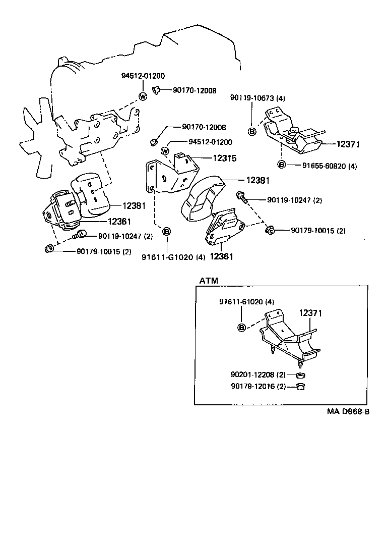 12511-61080 BRACKET, ALTERNATOR, NO.1 product image