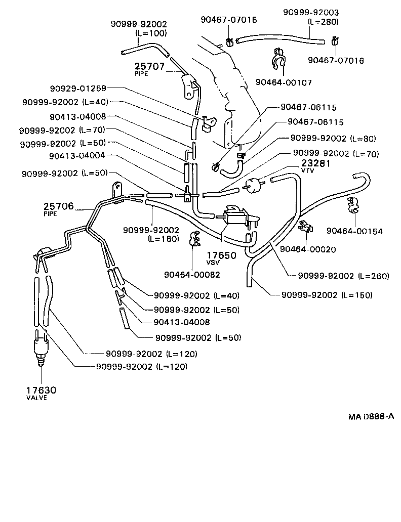 25707-58030 PIPE SUB-ASSY, VACUUM TRANSMITTING, NO.2 product image