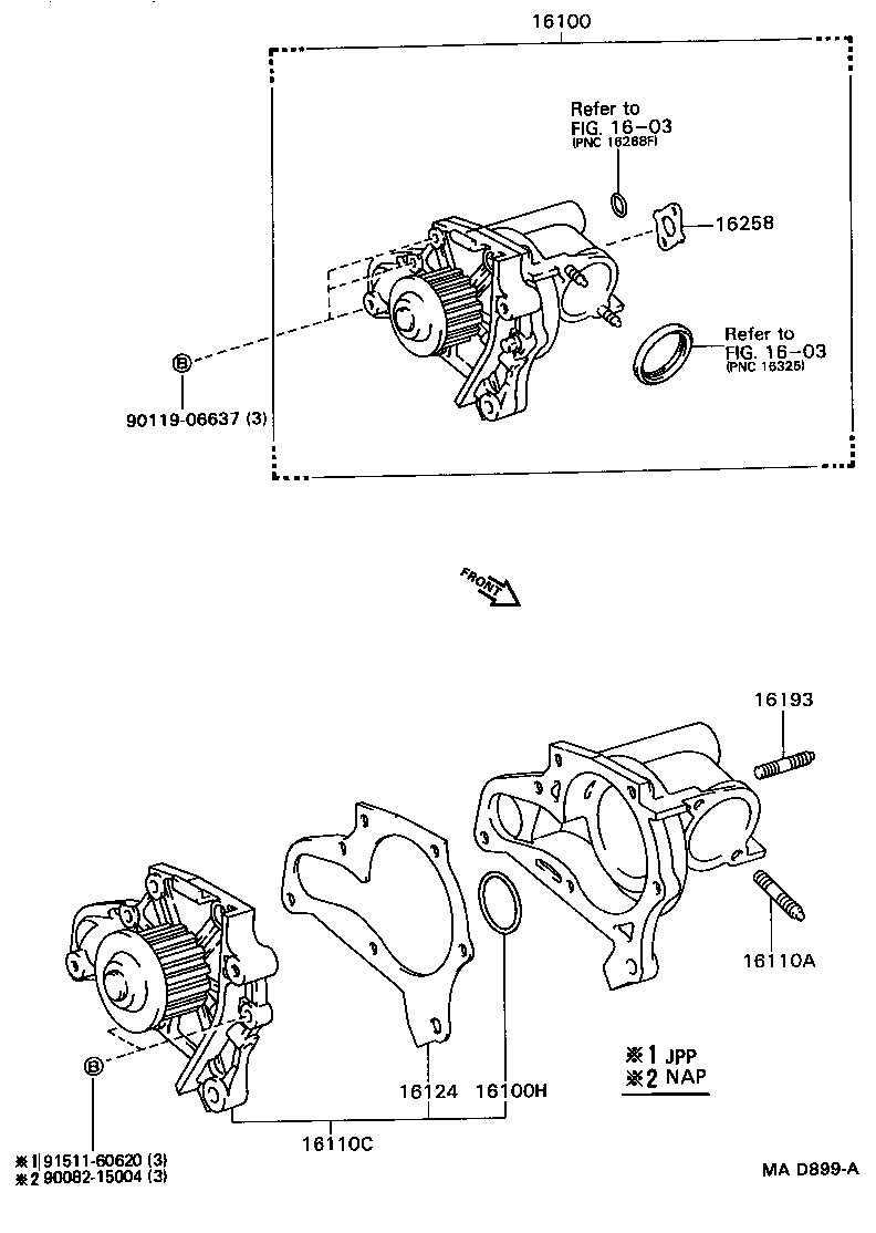 Toyota 16100-09030 PUMP ASSY, ENGINE WATER