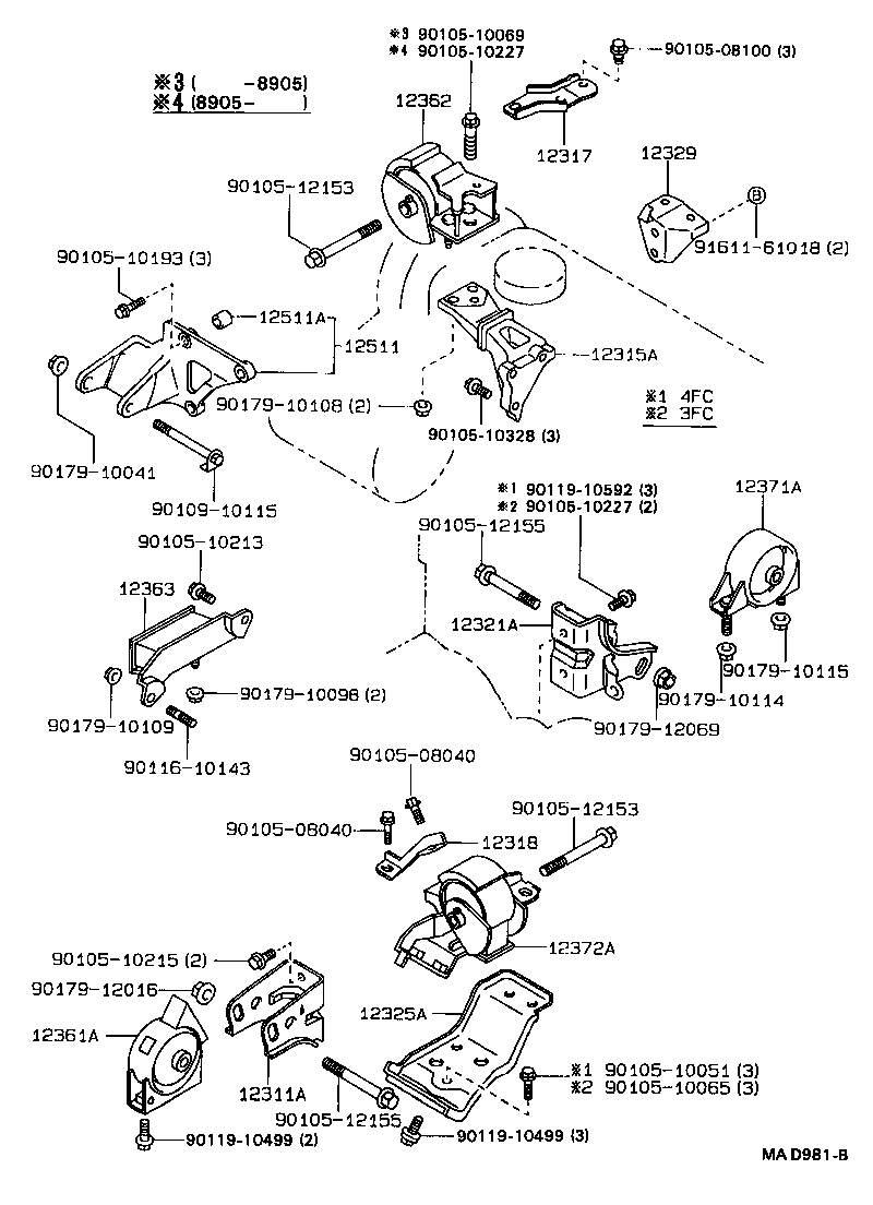 12361-64150 INSULATOR, ENGINE MOUNTING, FRONT(FOR TRANSVERSE ENGINE) product image
