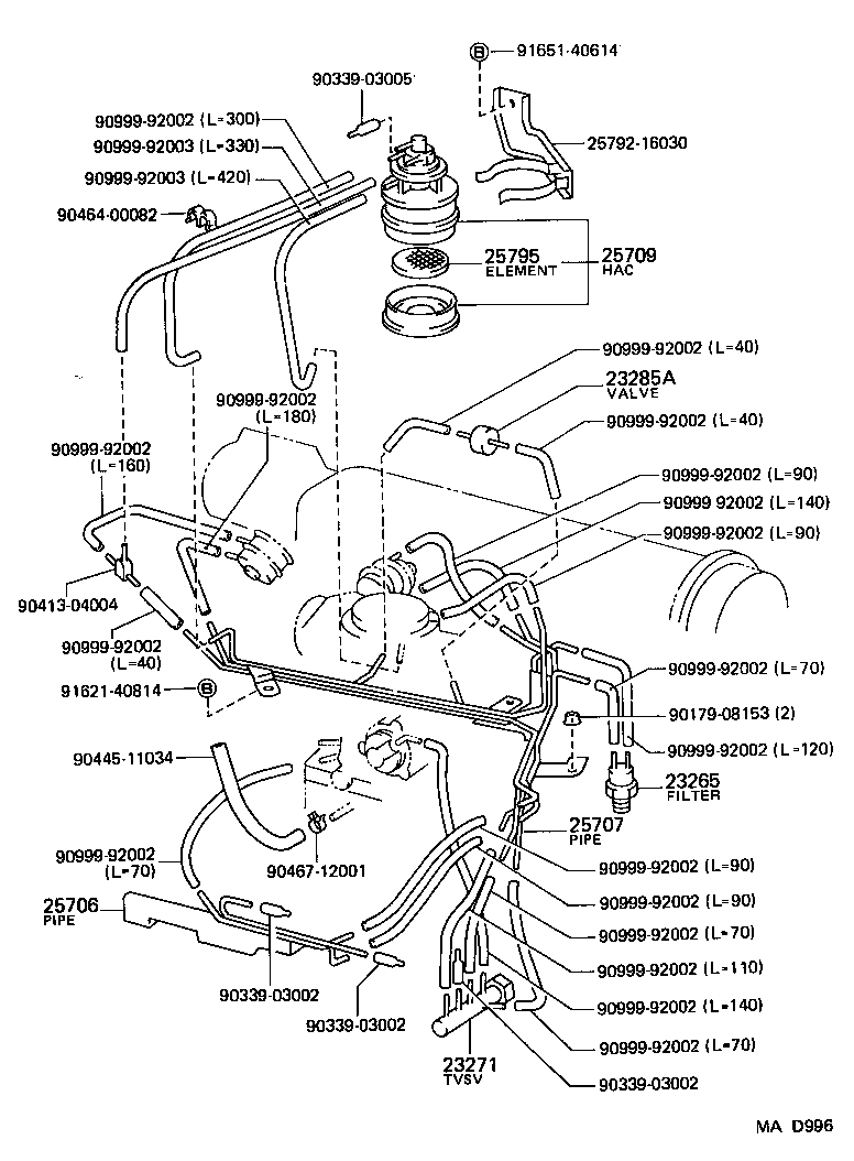 25706-16320 PIPE SUB-ASSY, VACUUM TRANSMITTING, NO.1 product image
