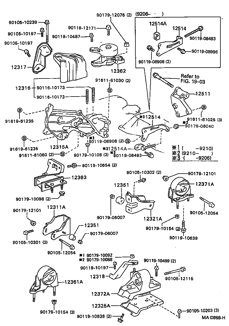 12361-62050 INSULATOR, ENGINE MOUNTING, FRONT(FOR TRANSVERSE ENGINE) product image