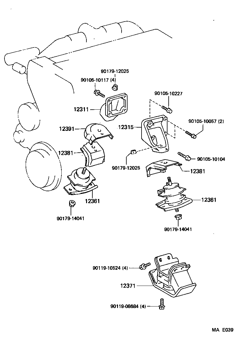 12311-70110 BRACKET, ENGINE MOUNTING, FRONT NO.1 RH product image