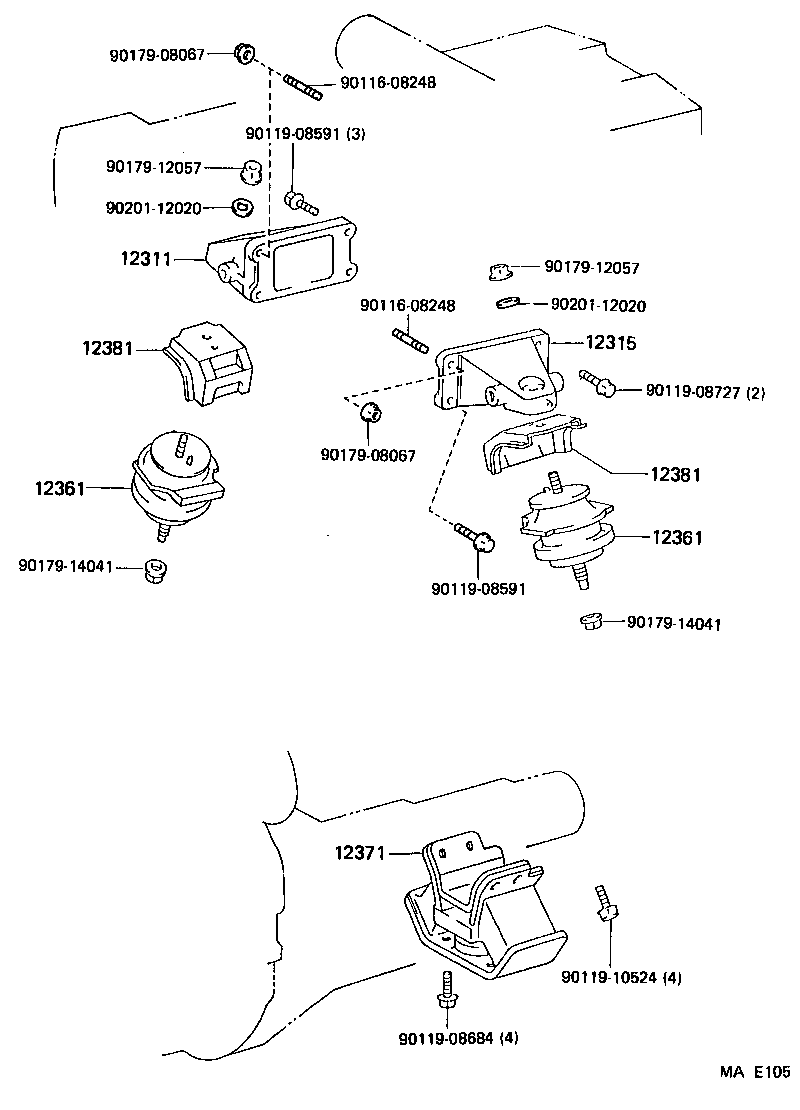 12311-70110 BRACKET, ENGINE MOUNTING, FRONT NO.1 RH product image