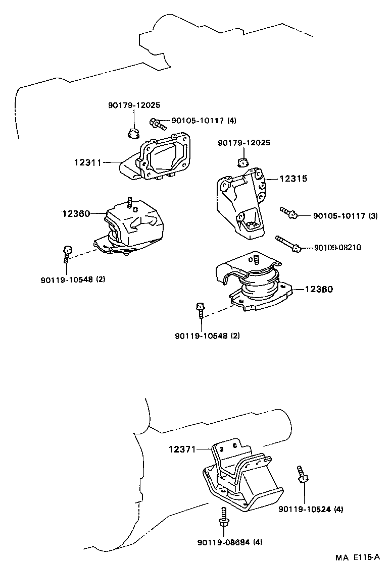 12311-74070 BRACKET, ENGINE MOUNTING, FRONT NO.1 RH product image