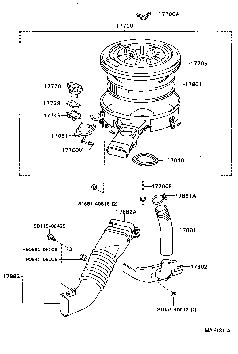17882-70140 HOSE, AIR CLEANER, NO.2 product image