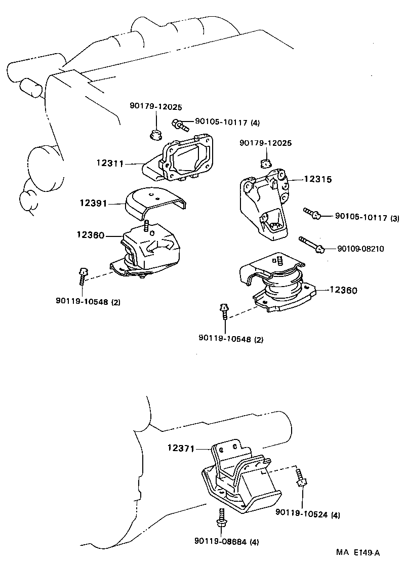 12311-74070 BRACKET, ENGINE MOUNTING, FRONT NO.1 RH product image