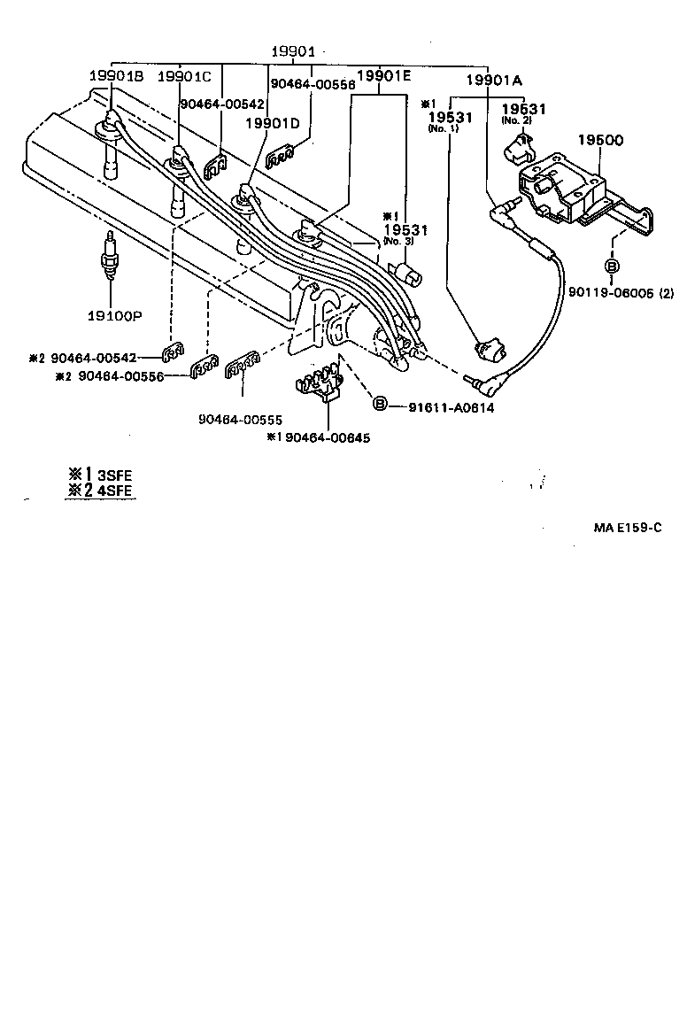90919-15134 CORD, SPARK PLUG RESISTIVE, NO.1 product image