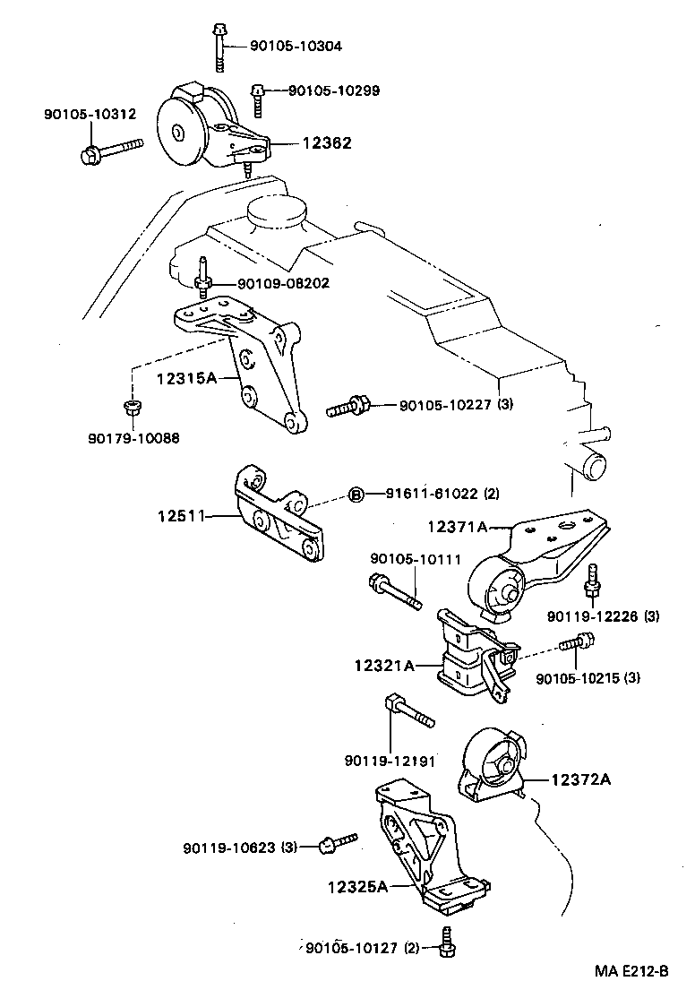 12361-55050 INSULATOR, ENGINE MOUNTING, FRONT(FOR TRANSVERSE ENGINE) product image