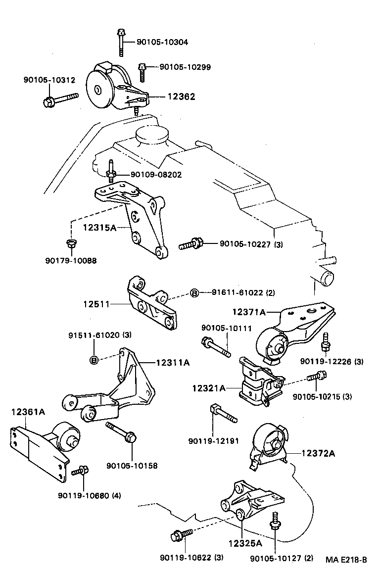 12361-55050 INSULATOR, ENGINE MOUNTING, FRONT(FOR TRANSVERSE ENGINE) product image