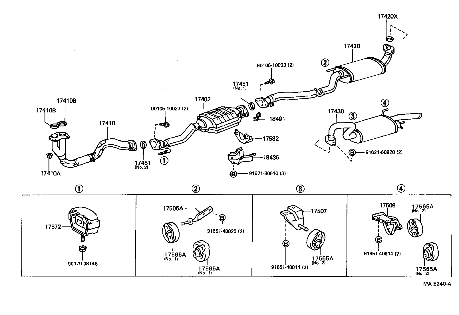 17402-16210 PIPE SUB-ASSY, EXHAUST, FRONT NO.2 product image