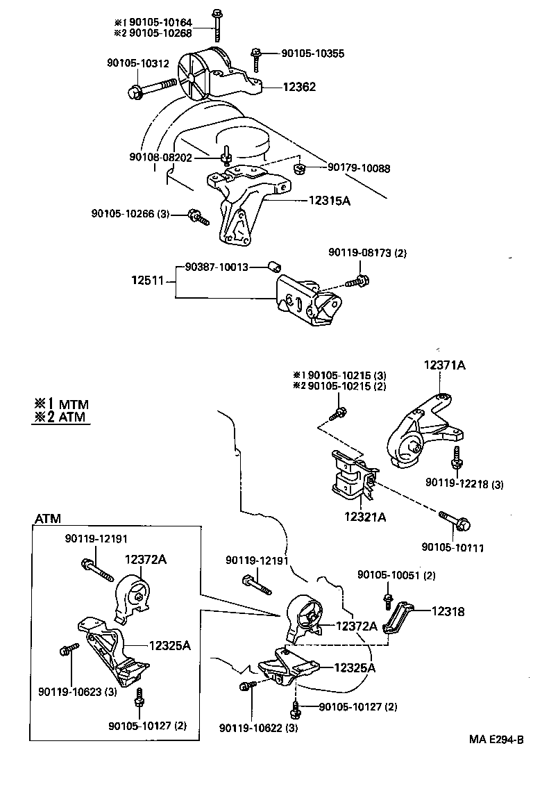 12361-55050 INSULATOR, ENGINE MOUNTING, FRONT(FOR TRANSVERSE ENGINE) product image