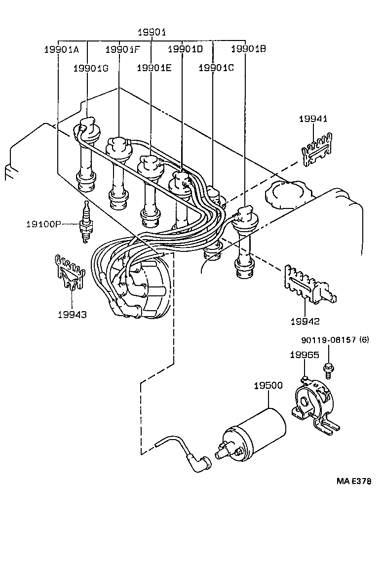 90919-22286 CORD SET, COIL & SPARK, W/RESISTIVE product image