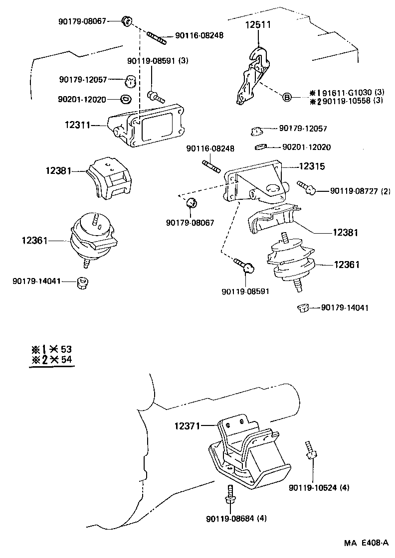 12311-70110 BRACKET, ENGINE MOUNTING, FRONT NO.1 RH product image