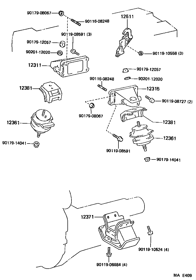12311-70110 BRACKET, ENGINE MOUNTING, FRONT NO.1 RH product image