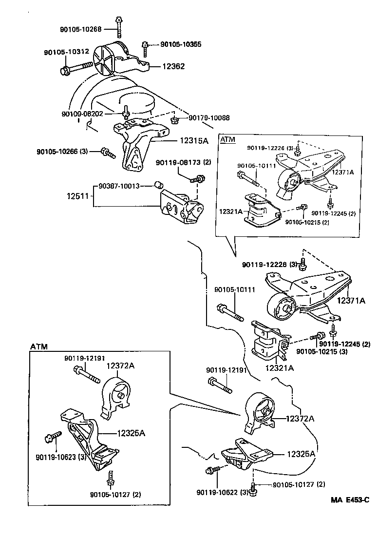 Toyota 12371-11360 INSULATOR, ENGINE MOUNTING, REAR