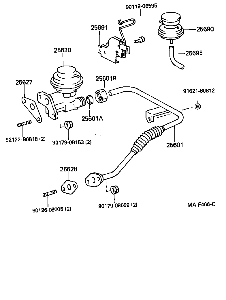 Toyota 25611-11040 PIPE SUB-ASSY, EGR, NO.1
