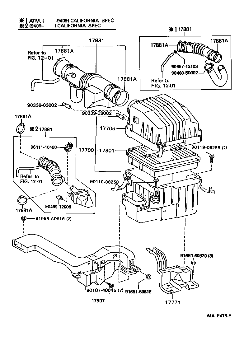 Toyota 90460-70003 CLAMP(FOR AIR CLEANER HOSE, NO.1)