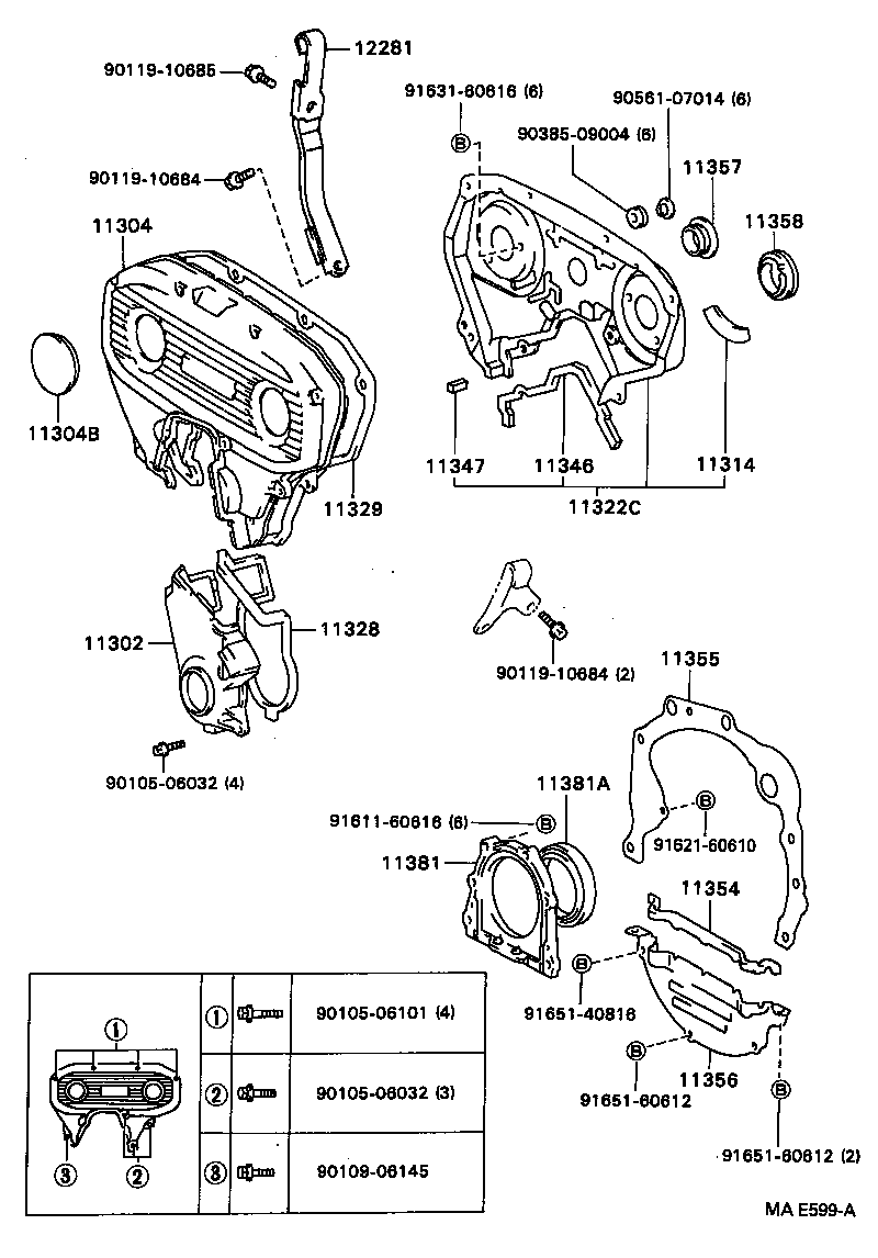 11304-62040 COVER, TIMING BELT, NO.3 product image