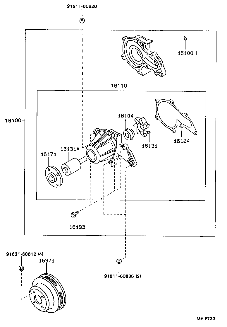 16100-19285 PUMP ASSY, ENGINE WATER product image