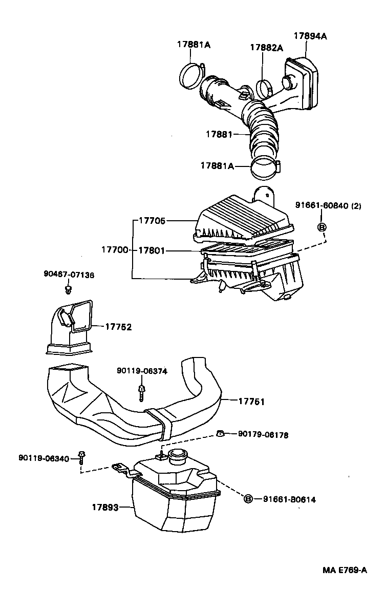 Toyota 96111-10380 CLAMP(FOR AIR CLEANER HOSE, NO.2)
