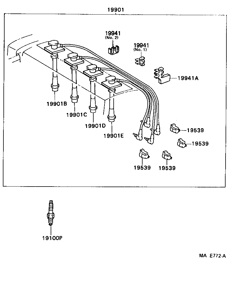90080-91060 CORD, SPARK PLUG RESISTIVE, NO.1 product image