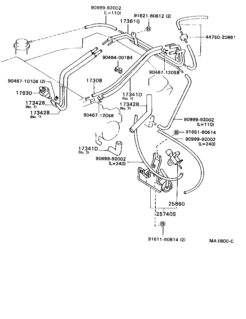 17342-74110 HOSE, NO.3(FOR IDLE-UP) product image