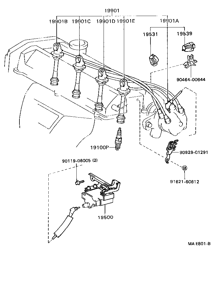 90919-15134 CORD, SPARK PLUG RESISTIVE, NO.1 product image