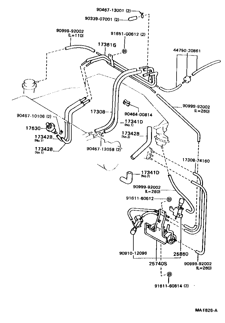 17342-74050 HOSE, NO.2(FOR IDLE-UP) product image