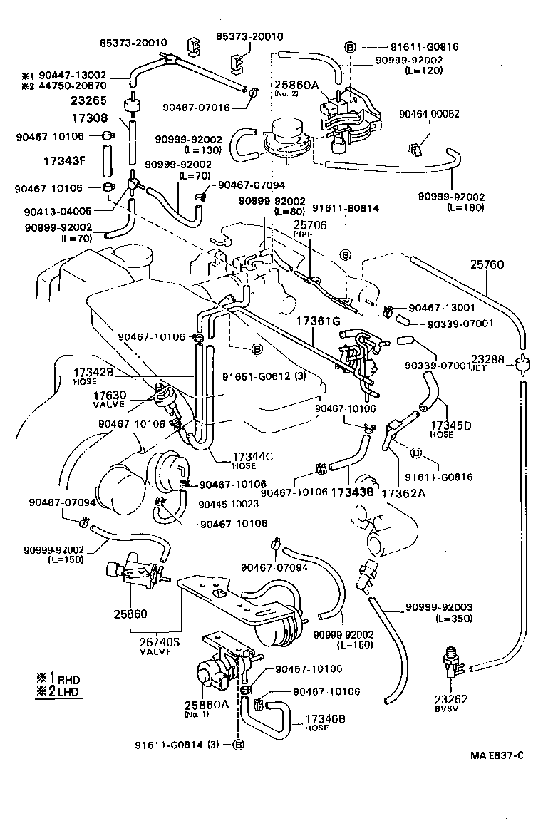 17342-74050 HOSE, NO.2(FOR IDLE-UP) product image