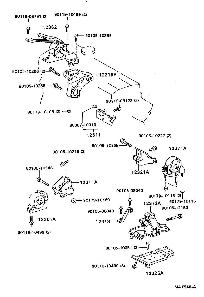 12361-64210 INSULATOR, ENGINE MOUNTING, FRONT(FOR TRANSVERSE ENGINE) product image