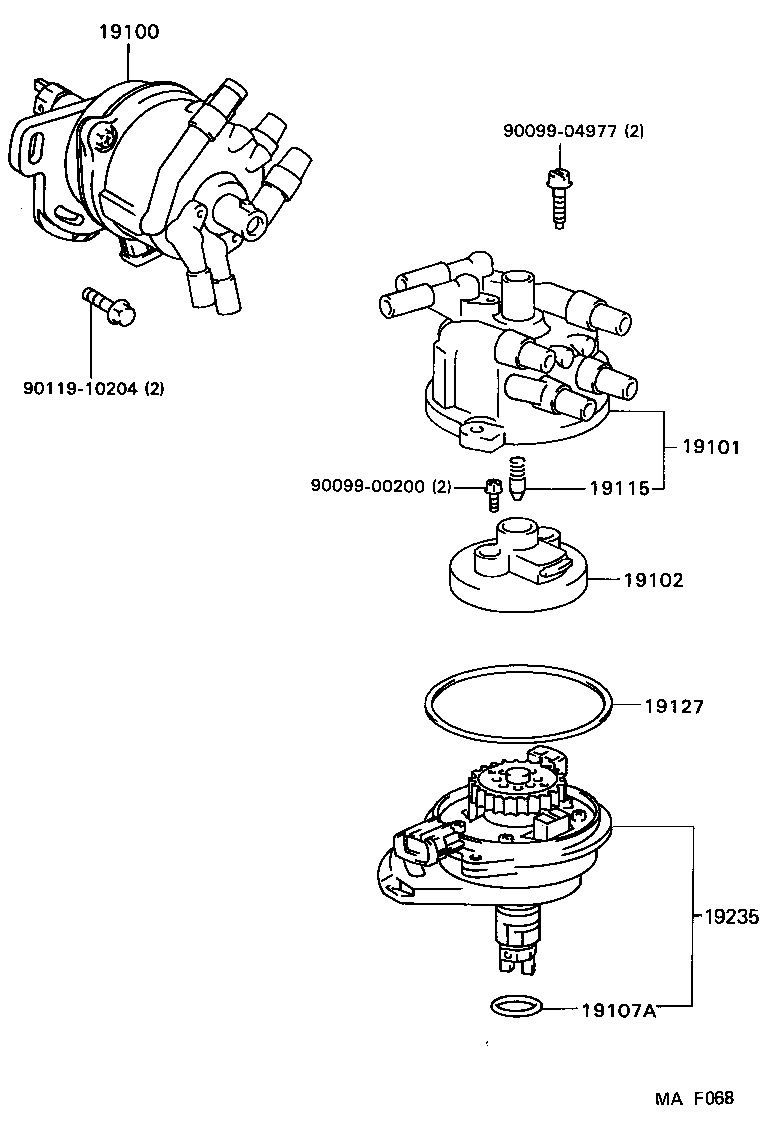 19115-88280 PIECE, DISTRIBUTOR CAP, CENTER product image