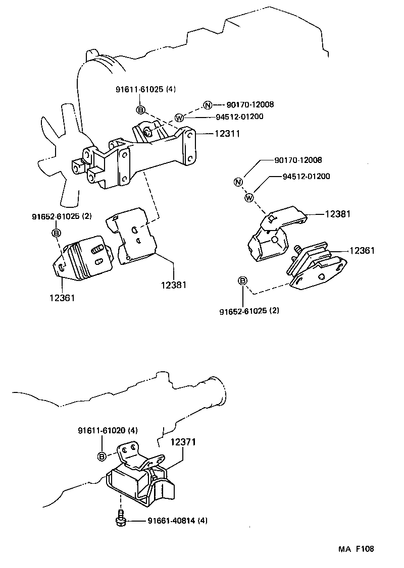 12361-50070 INSULATOR, ENGINE MOUNTING, FRONT product image