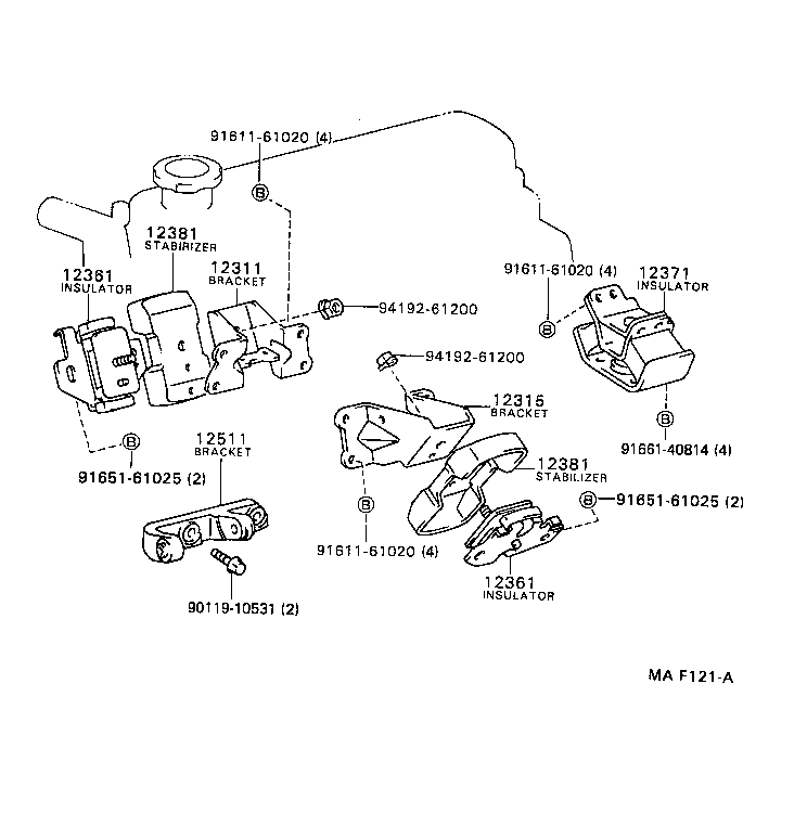 12371-54024 INSULATOR, ENGINE MOUNTING, REAR NO.1 product image