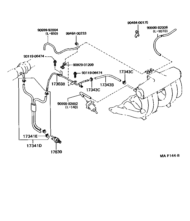 25707-46030 PIPE SUB-ASSY, VACUUM TRANSMITTING, NO.2 product image