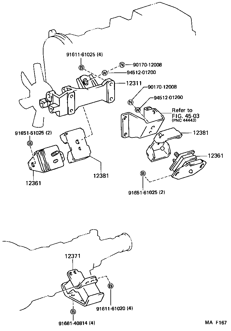 12311-46030 BRACKET, ENGINE MOUNTING, FRONT NO.1 RH product image