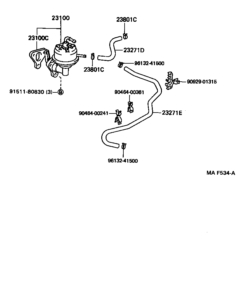 Toyota 23842-61020 CLAMP, FUEL PIPE(HOSE), NO.2