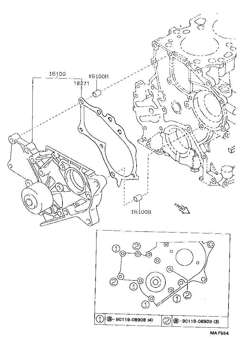 16110-09030 PUMP ASSY, WATER, W/O COUPLING product image