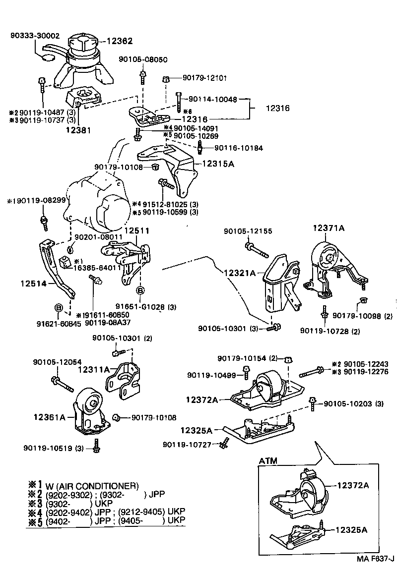12361-02060 INSULATOR, ENGINE MOUNTING, FRONT(FOR TRANSVERSE ENGINE) product image