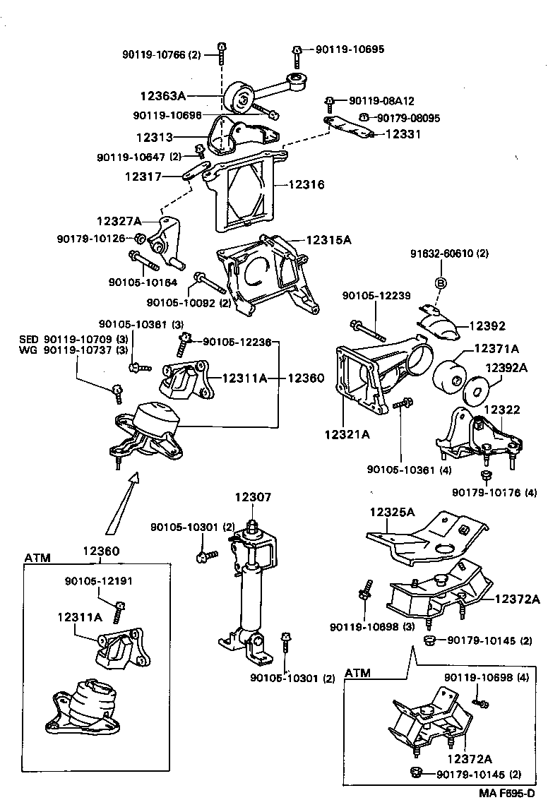 12361-03040 INSULATOR, ENGINE MOUNTING, FRONT(FOR TRANSVERSE ENGINE) product image