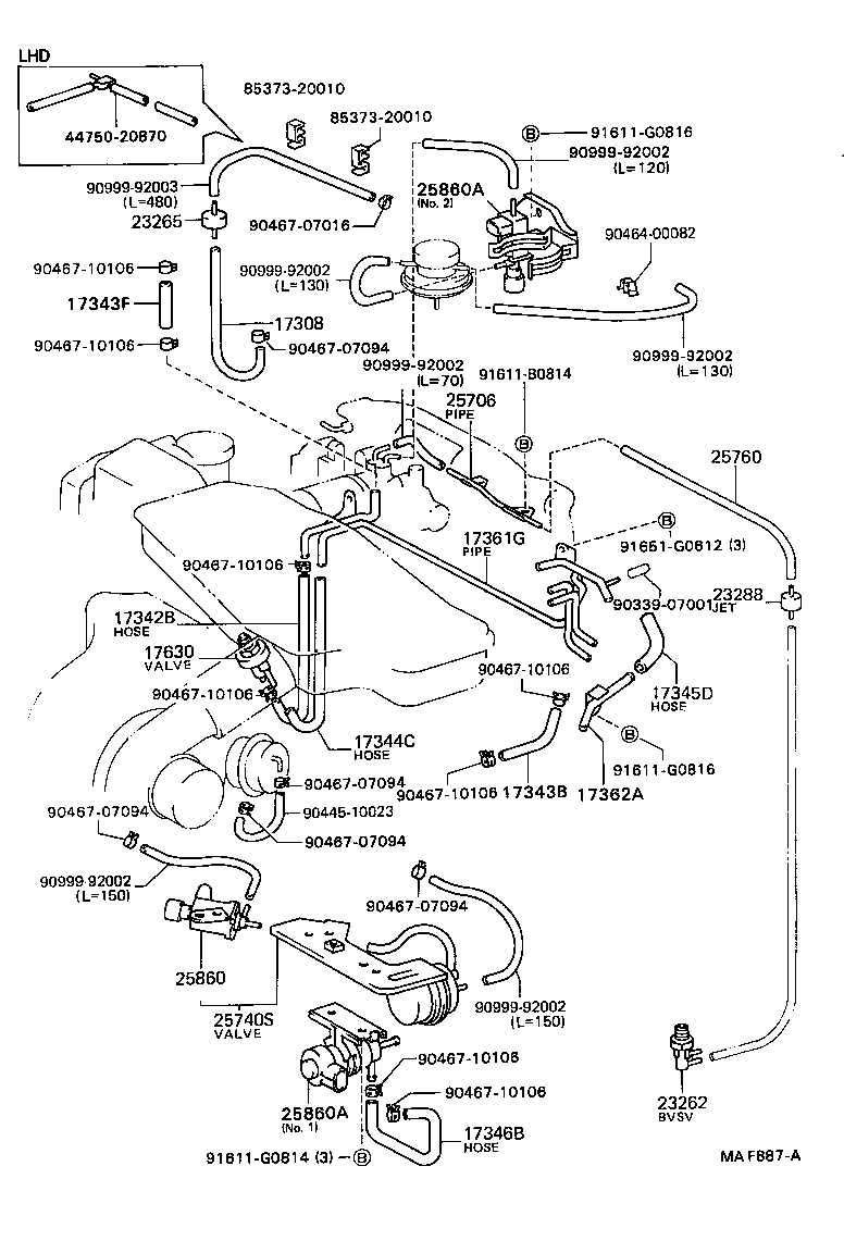17342-74050 HOSE, NO.2(FOR IDLE-UP) product image