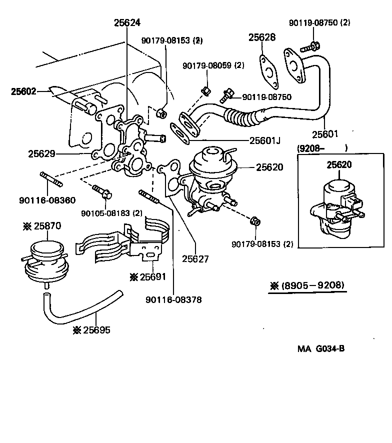 Toyota 25612-50010 PIPE SUB-ASSY, EGR, NO.2