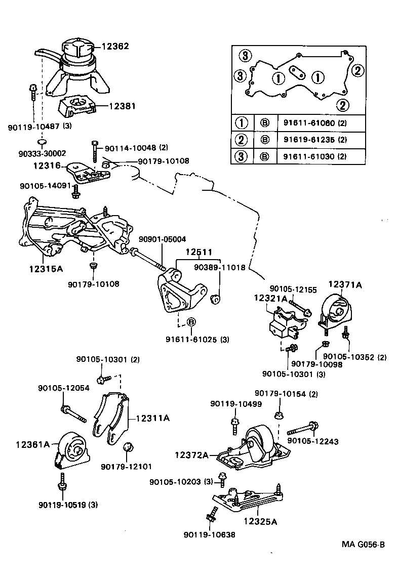 12361-74290 INSULATOR, ENGINE MOUNTING, FRONT(FOR TRANSVERSE ENGINE) product image