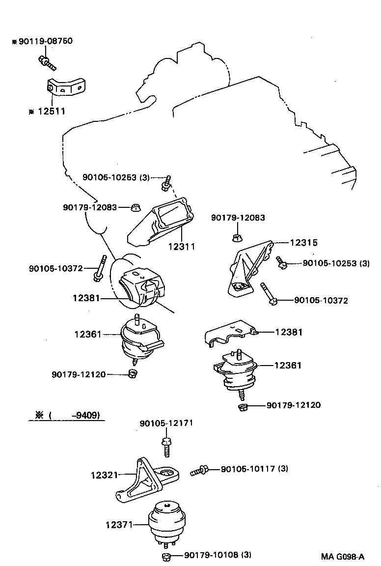 12361-50070 INSULATOR, ENGINE MOUNTING, FRONT product image