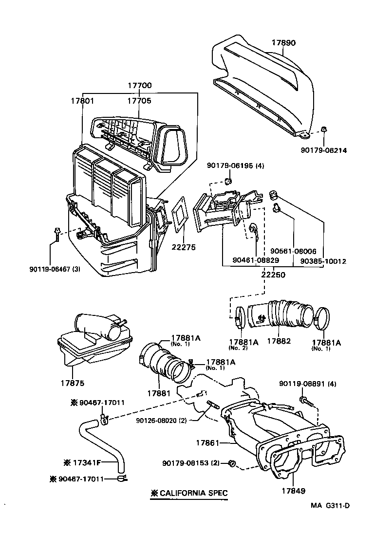 Toyota 17700-46170 CLEANER ASSY, AIR