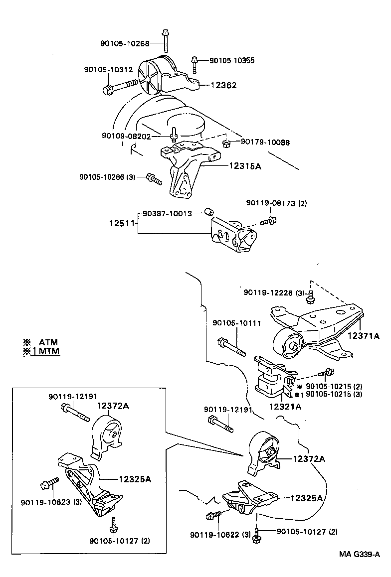 12361-55050 INSULATOR, ENGINE MOUNTING, FRONT(FOR TRANSVERSE ENGINE) product image