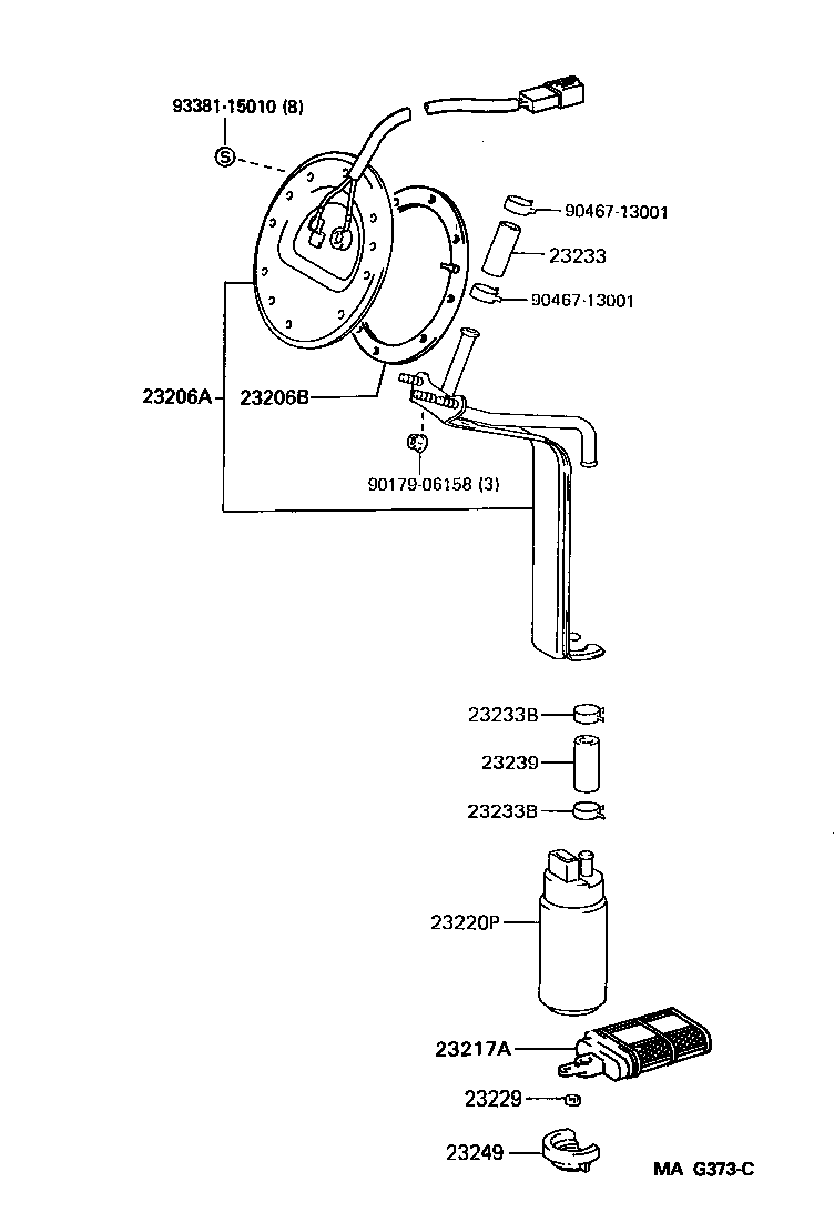 Toyota 23217-50061 FILTER, FUEL PUMP